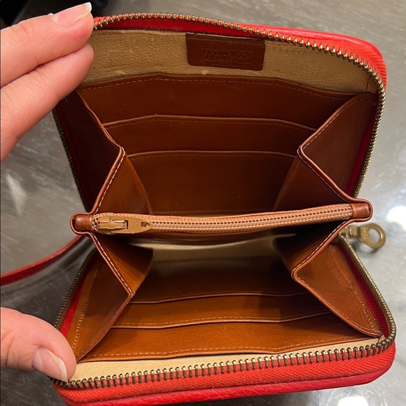 Vintage 90s Dooney & Burke Red AWL Leather Crossbody Belt Bag - Picture 3 of 7